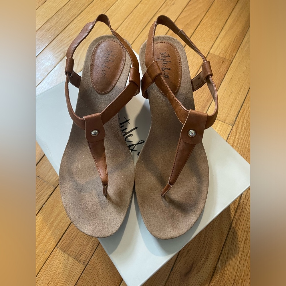 Womens Mariella Open Toe Casual Slingback Sandals. Color - Coffee. Size - 8M